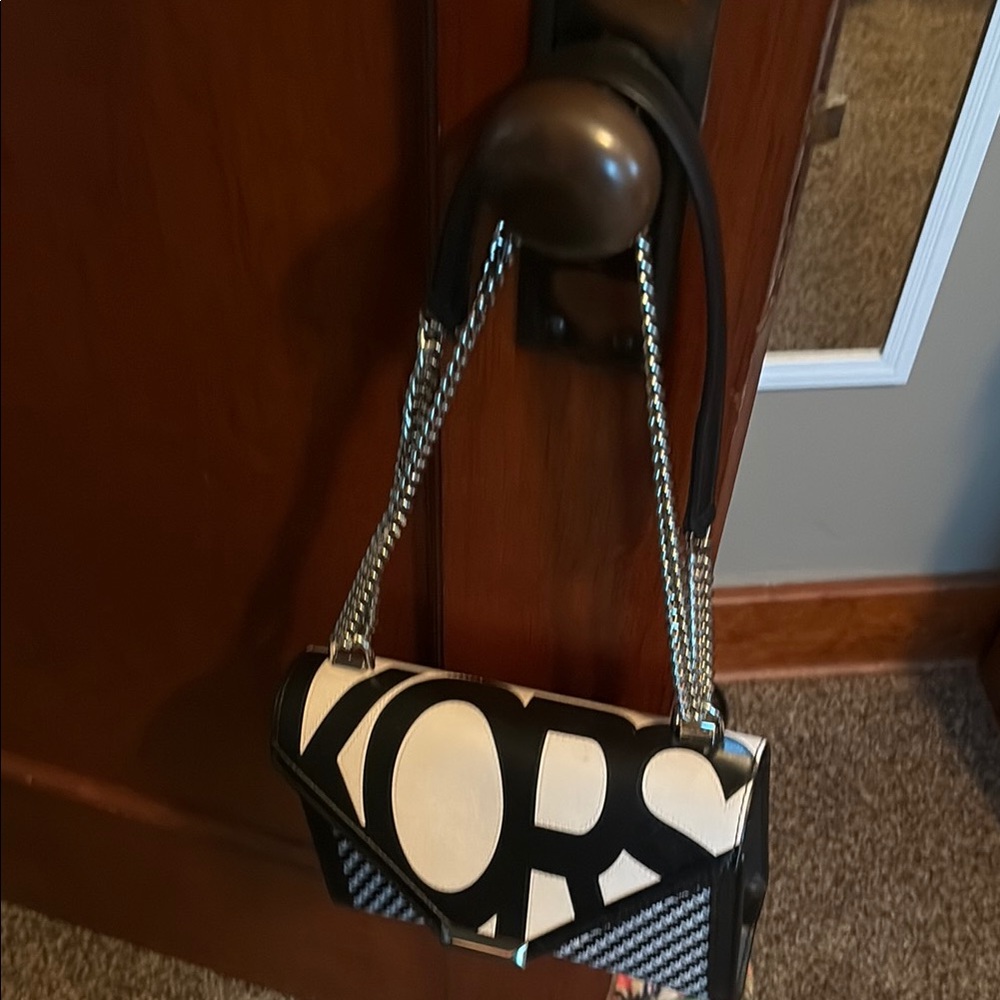 Michael Kors Black and White Crossbody Bag